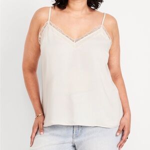 Old Navy Lace-Trim Satin Cami Top XL Creme/Ivory NWT